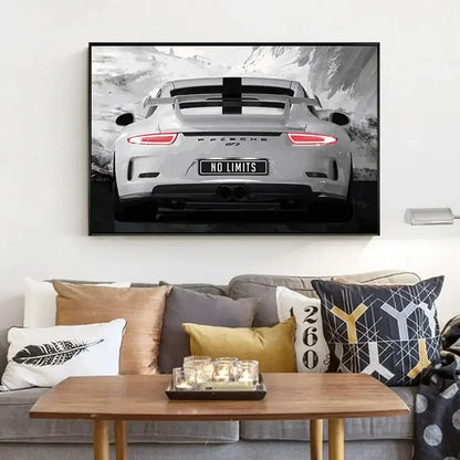Wandbild „Chase Your Dreams“ – Luxus Sportwagen Poster auf Leinwand, Motivationsbild für Männerzimmer & Wohnzimmer