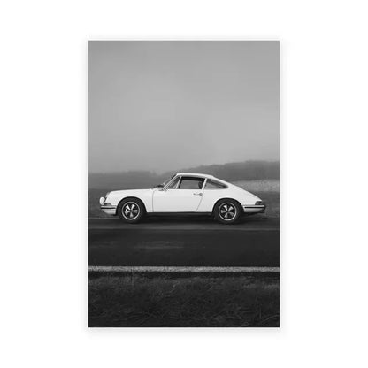 Porsche Rennwagen Poster – Schwarz-Weiß Leinwanddruck, Luxus Wandkunst für Wohnzimmer & Büro