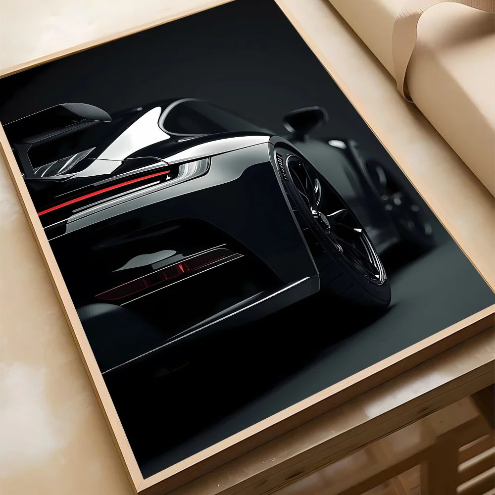 Schwarz-Weiß Poster – Legendäre Autos | Stilvolle Wanddekoration für Wohnzimmer, Schlafzimmer oder Café