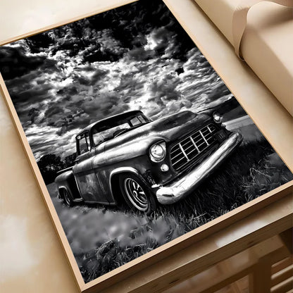 Schwarz-Weiß Poster – Legendäre Autos | Stilvolle Wanddekoration für Wohnzimmer, Schlafzimmer oder Café