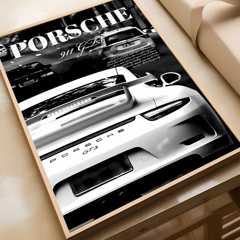 Schwarz-Weiß Poster – Legendäre Autos | Stilvolle Wanddekoration für Wohnzimmer, Schlafzimmer oder Café