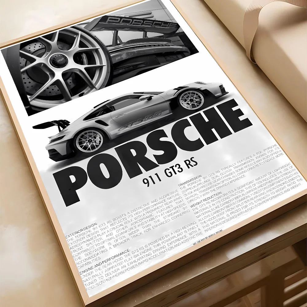 Schwarz-Weiß Poster – Legendäre Autos | Stilvolle Wanddekoration für Wohnzimmer, Schlafzimmer oder Café