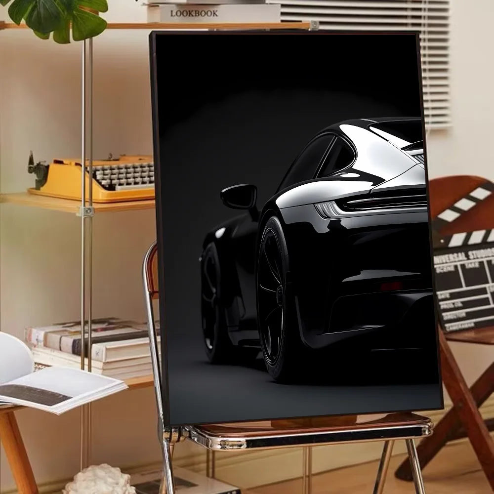 Schwarz-Weiß Poster – Legendäre Autos | Stilvolle Wanddekoration für Wohnzimmer, Schlafzimmer oder Café