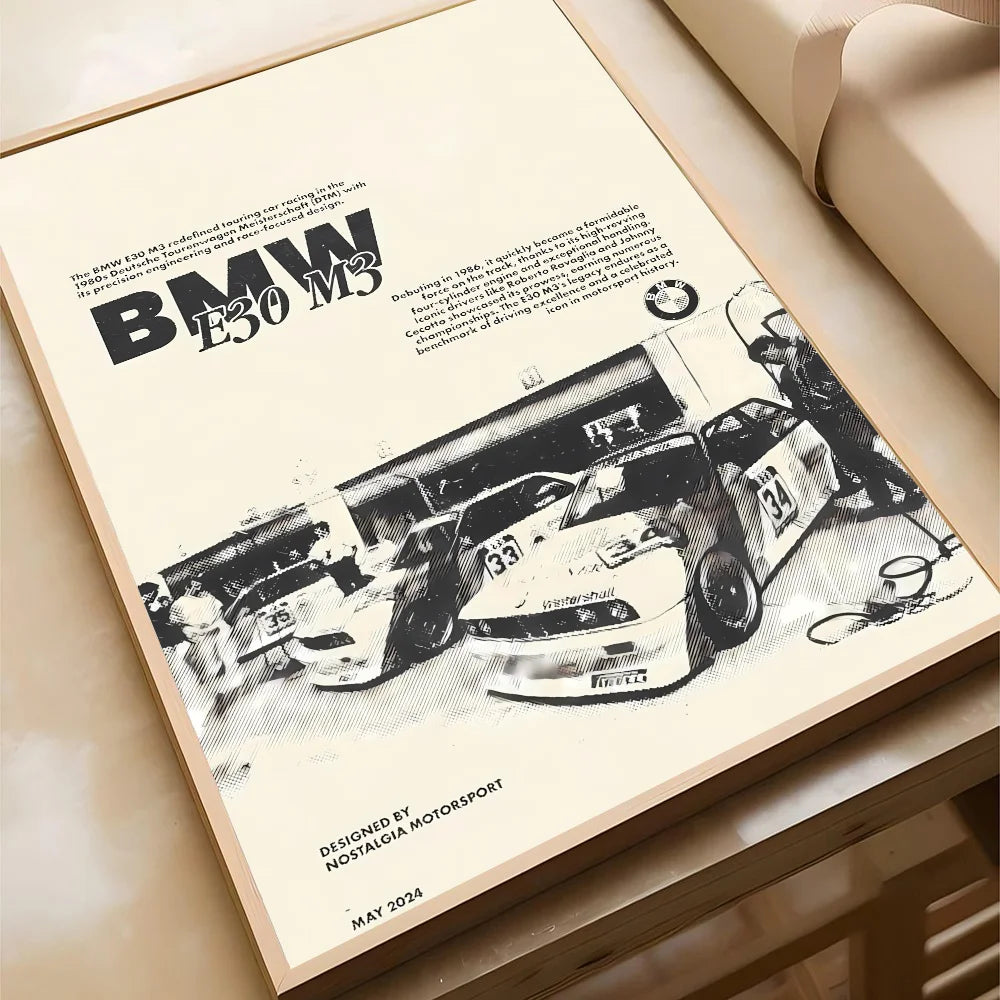Schwarz-Weiß Poster – Legendäre Autos | Stilvolle Wanddekoration für Wohnzimmer, Schlafzimmer oder Café