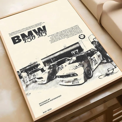 Schwarz-Weiß Poster – Legendäre Autos | Stilvolle Wanddekoration für Wohnzimmer, Schlafzimmer oder Café